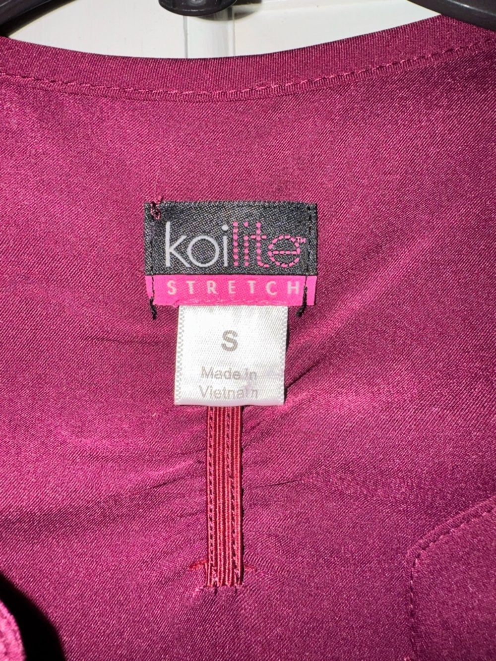 Koi Lite Women's Short Sleeve Scrub Top in Wine - Picture 3 of 11